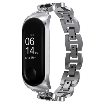 Curea Oțel Inoxidabil Glam Xiaomi Mi Band 5/6 - Argintiu