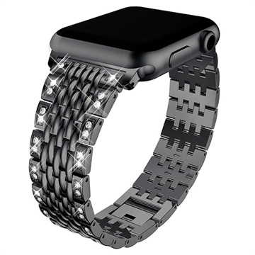 Curea Glam Apple Watch Series 10/9/8/SE (2022)/7/SE/6/5/4/3/2/1 - 42mm/41mm/40mm/38mm - Negru