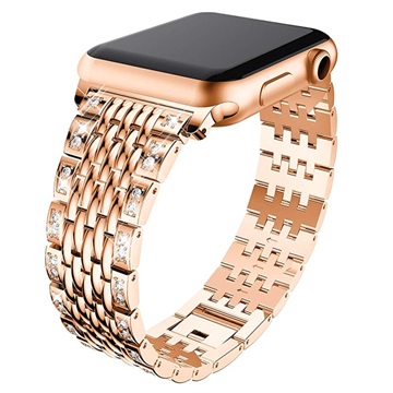 Curea Glam Apple Watch Series Ultra 2/Ultra/9/8/SE (2022)/7/SE/6/5/4/3/2/1 - 49mm/45mm/44mm/42mm - Auriu Roze