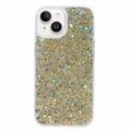 Husă TPU iPhone 15 - Glitter Flakes - Auriu