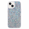 Husă TPU iPhone 15 Plus - Glitter Flakes - Argintiu