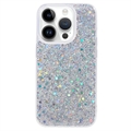 Husă TPU iPhone 15 Pro Max - Glitter Flakes - Argintiu
