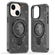 Husă hibridă iPhone 15 Glitter cu suport - compatibilă MagSafe
