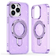 Husă hibridă iPhone 16 Pro Max Glitter cu suport - compatibilă MagSafe - Violet