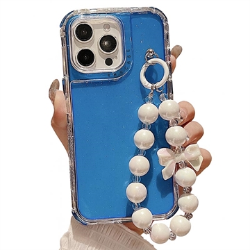 Husă hibridă antișoc Glitter iPhone 16 Pro Max cu curea de încheietură