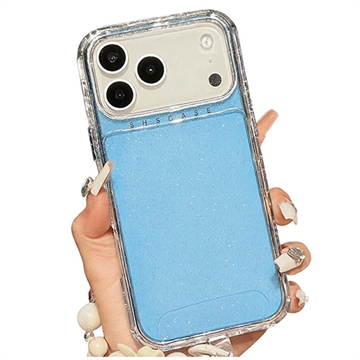 Husă hibridă antișoc Glitter iPhone 17 Pro cu curea de încheietură
