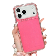 Husă hibridă antișoc Glitter iPhone 17 Pro Max/18 Pro Max cu curea pentru încheietura mâinii - Roz Intens