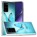 Husă TPU Samsung Galaxy Note20 Ultra - Glow in the Dark - Albastru / Fluture