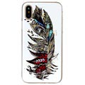 Husă TPU pentru iPhone X / iPhone XS care strălucește în întuneric - Pene colorate