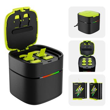 Încărcător de baterii GoPro Hero 11 Telesin GP-FCK-B11 cu 2 sloturi și 2 baterii de 1750mAh