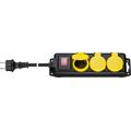 Goobay 3-Way în aer liber Power Strip cu cablu de 3m - negru / galben