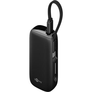 Goobay 5000mAh Power Bank cu cablu USB-C încorporat - 20W - Negru