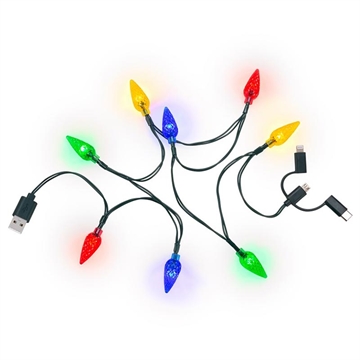 Goobay Charging Cable with Christmas Lights - USB-C, MicroUSB, Lightning