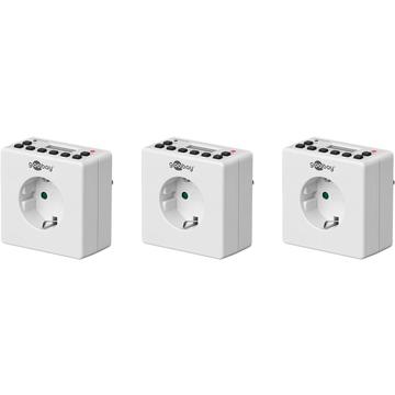 Goobay Soclu cu temporizator digital 16A - pachet de 3 - alb