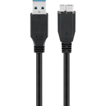 Goobay Cablu Micro USB-B - USB 3.0 - 0,5 m - Negru