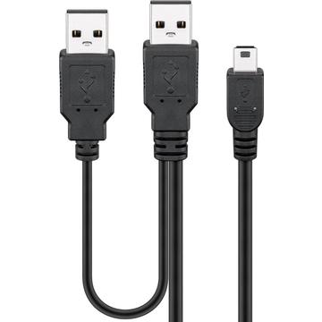 Cablu mini USB în Y Goobay - 0,6 m - negru