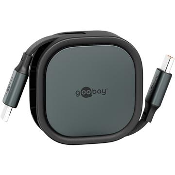 Cablu USB-C retractabil Goobay - 1m, 15W - Negru