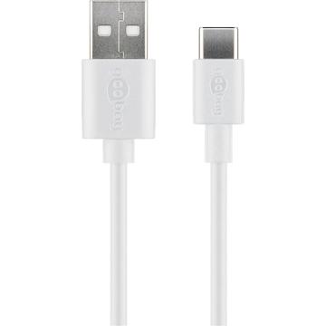 Goobay Cablu USB-C 1m - USB-C/USB-A - Alb