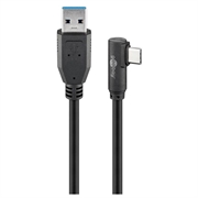 Goobay Cablu USB-C cu unghi 3m - USB-C/USB-A - Negru