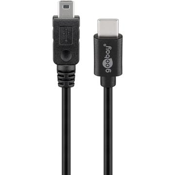 Goobay Cablu USB-C la Mini USB-B - 0,5 m, USB 2.0 - negru