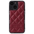Husă Hibrid iPhone 14 Plus - Good Luck Rhombic Grid - Roșu Vin