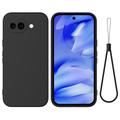 Husă din silicon lichid Google Pixel 10a cu curea de mana - negru