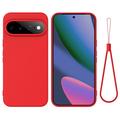 Husă din silicon lichid Google Pixel 11 cu curea de mana - Roșu