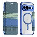 Husă magnetică elegantă Google Pixel 11 Pro cu clapetă și sloturi pentru carduri RFID - Albastru