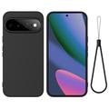 Husă din silicon lichid Google Pixel 11 Pro XL cu curea de mana - negru