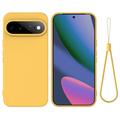 Husă din silicon lichid Google Pixel 11 Pro XL cu curea de mana - Galben