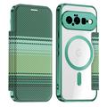 Husă magnetică elegantă Google Pixel 11 cu clapetă și sloturi pentru carduri RFID - verde închis