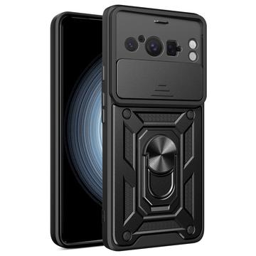 Husă Hibridă Google Pixel 8 Pro cu Inel Rotativ cu Ecran pentru Cameră - Negru