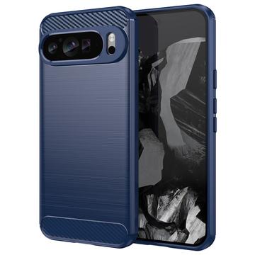 Husă TPU Brushed Google Pixel 9 Pro XL - Fibră de Carbon - Albastru