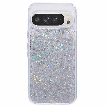Husă TPU Google Pixel 9 Pro XL - Glitter Flakes - Argintiu