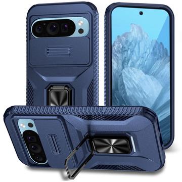 Husă Hibridă Google Pixel 9/9 Pro cu Inel Rotativ cu Ecran pentru Cameră - Albastru
