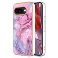 Husă TPU Google Pixel 9a - Marble Pattern Electroplated IMD - Albastru / Roz