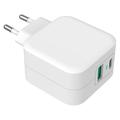 Încărcător de perete GreyLime 38W PD & QC - USB-C, USB-A - alb