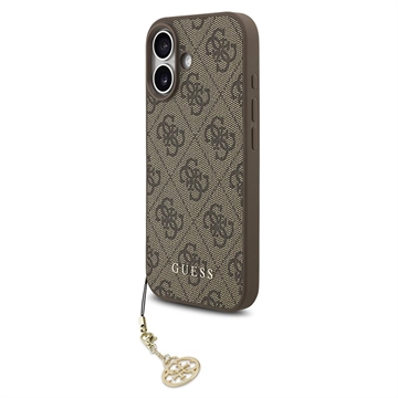 Husă hibridă iPhone 17 Guess 4G Charm - compatibilă cu MagSafe - maro