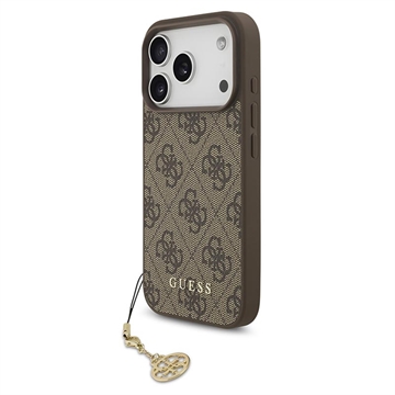 Husă hibridă iPhone 17 Pro Guess 4G Charm - compatibilă cu MagSafe - maro