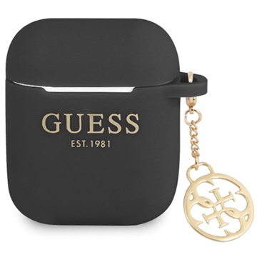 Husă Silicon Guess 4G Charm - AirPods, AirPods 2 - Negru