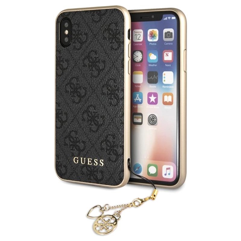 Miss skirt Easter Husă Hibrid iPhone X/XS - Guess 4G Charms Collection - Gri