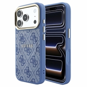 Husă iPhone 18 Pro Guess 4G Gold Frame - Compatibilă cu MagSafe - Albastru
