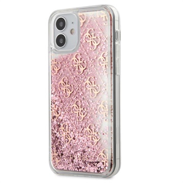 Husă Hibrid iPhone 12 Mini - Guess 4G Liquid Glitter - Roz