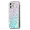 Husă Hibrid iPhone 12 Mini - Guess 4G Liquid Glitter - Roz / Albastru