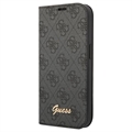 Husă Flip iPhone 14 Pro Max - Guess 4G Metal Gold Logo - Negru