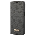 Husă Flip iPhone 14 Plus - Guess 4G Metal Gold Logo - Negru