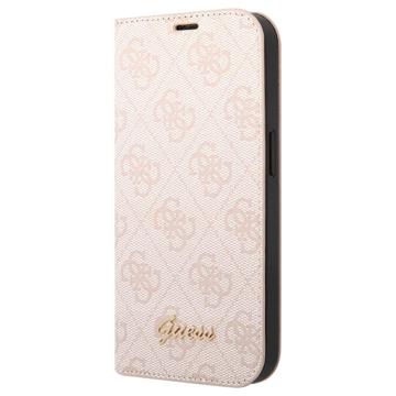 Husă Flip iPhone 14 Plus - Guess 4G Metal Gold Logo - Roz