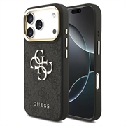 Husă iPhone 18 Pro Guess 4G Metal Logo Gold Frame - Negru