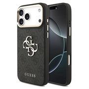 Husă iPhone 18 Pro Max Guess 4G Metal Logo Gold Frame - Negru