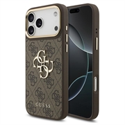 Husă iPhone 18 Pro Max Guess 4G Metal Logo Gold Frame - maro